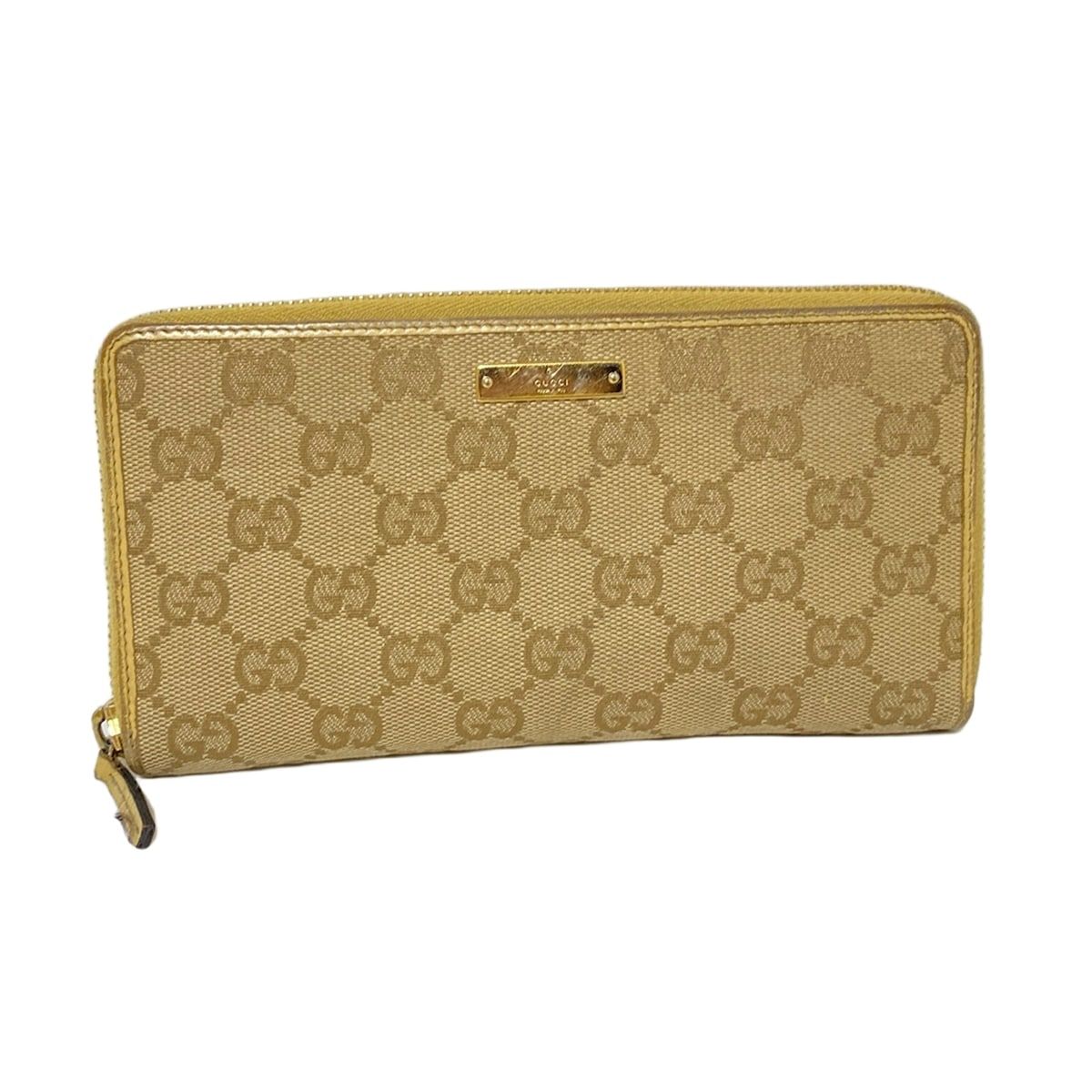 GUCCI グッチ 長財布 GG柄 112724 ベージュ×イエロー ラウンドファスナー レザー