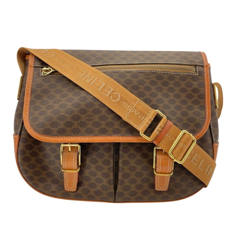 セリーヌ CELINE マダカム柄 メッセンジャーバッグ ブラウン GD金具 PVC ユニセックス メッセンジャーバッグ