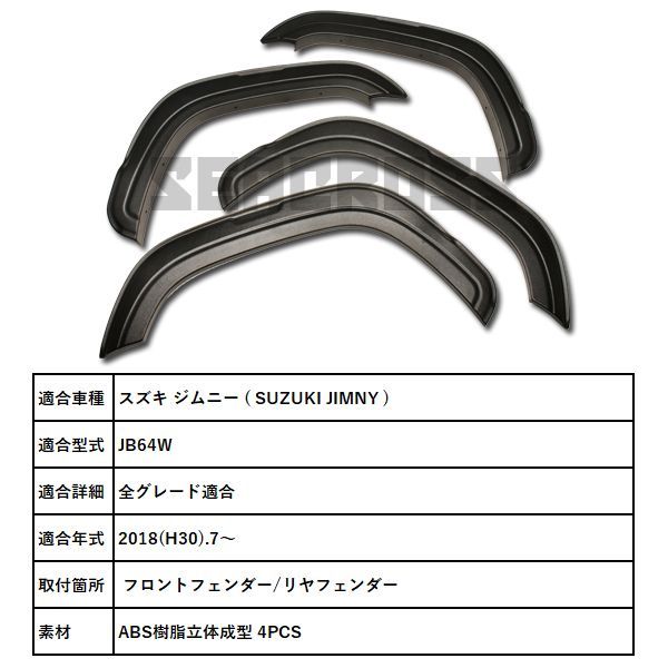 ジムニー JB64 オーバーフェンダートリム 4PCS ABS立体成型 車検対応