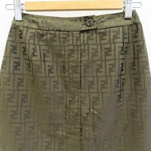 フェンディ FENDI イタリア製 スカート 膝丈 タイト スリット 総ロゴ a964494