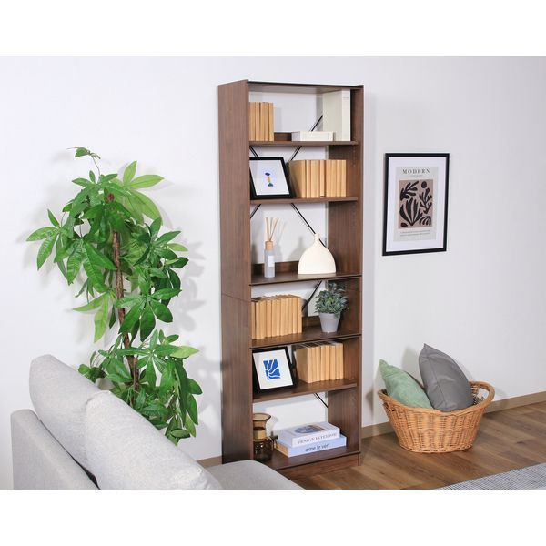 オープンラック6段 MBR ミディアムブラウン 組立品 代引不可