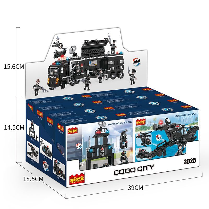 COGO 警察基地車両ブロックセット（8in1｜733ピース｜レゴ互換