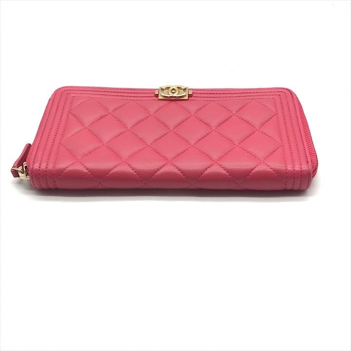 良品 CHANEL シャネル ボーイシャネル ラムスキン 長財布 ウォレット ラウンドファスナー ピンク レディース k3230 良品 CHANEL シャネル ボーイシャネル ラムスキン 長財布 ウォレット