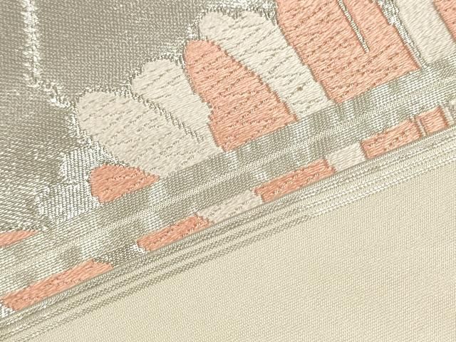 平和屋着物●西陣　川島織物　六通柄　本袋帯　破れ色紙舞花文　銀糸　正絹　逸品　CAAU9203hy 平和屋着物○西陣 川島織物 六通柄 本袋帯 破れ色紙舞花文 銀糸 正絹