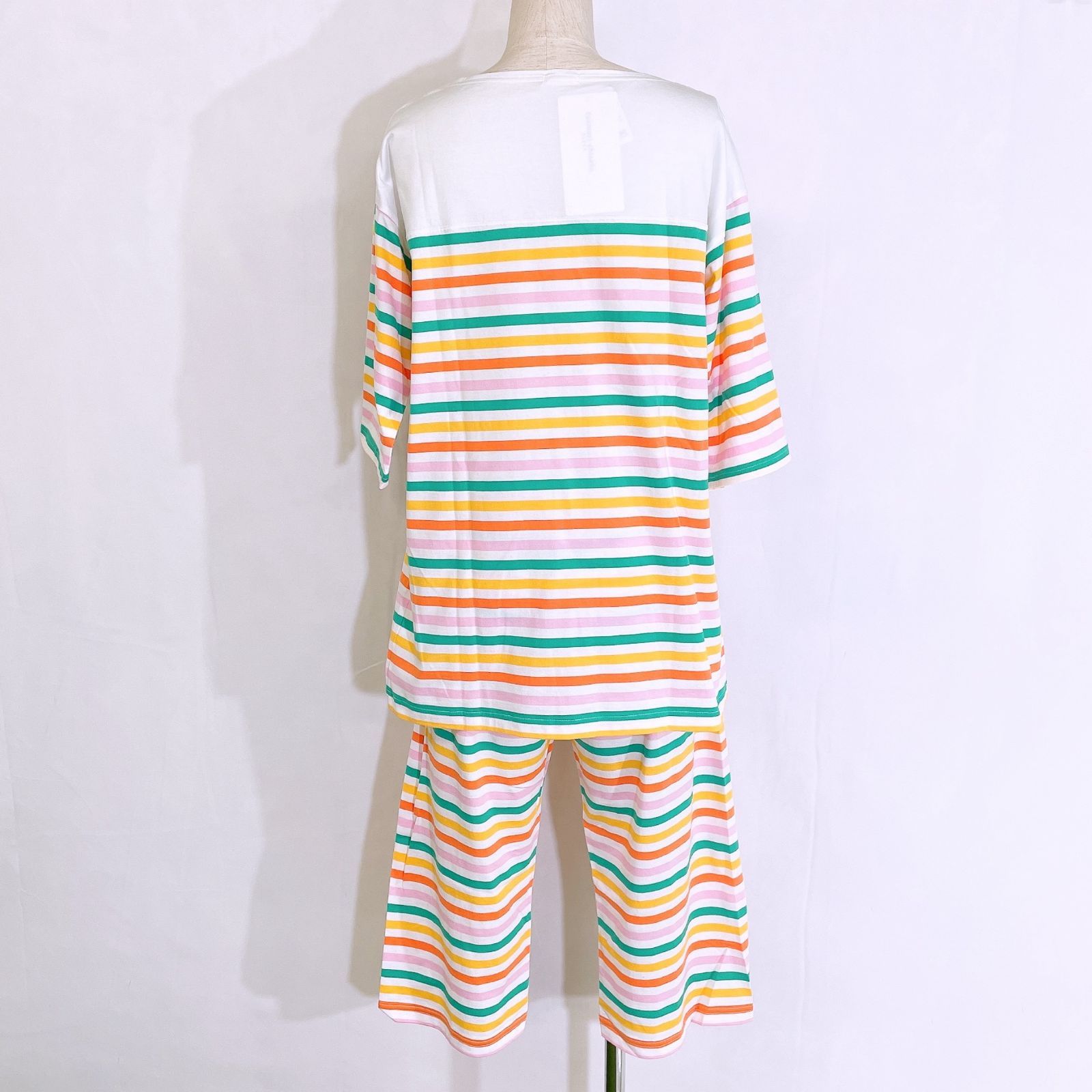 【新品タグ付き】Wacoal　tsumori chisato SLEEP　ワコール　ツモリチサトスリープ　パジャマ　ルームウェア　リラックスウェア　カラフルボーダー　ワンポイント　上下セット　セットアップ　パジャマパーティー　女子会　可愛い　綿100％　訳有