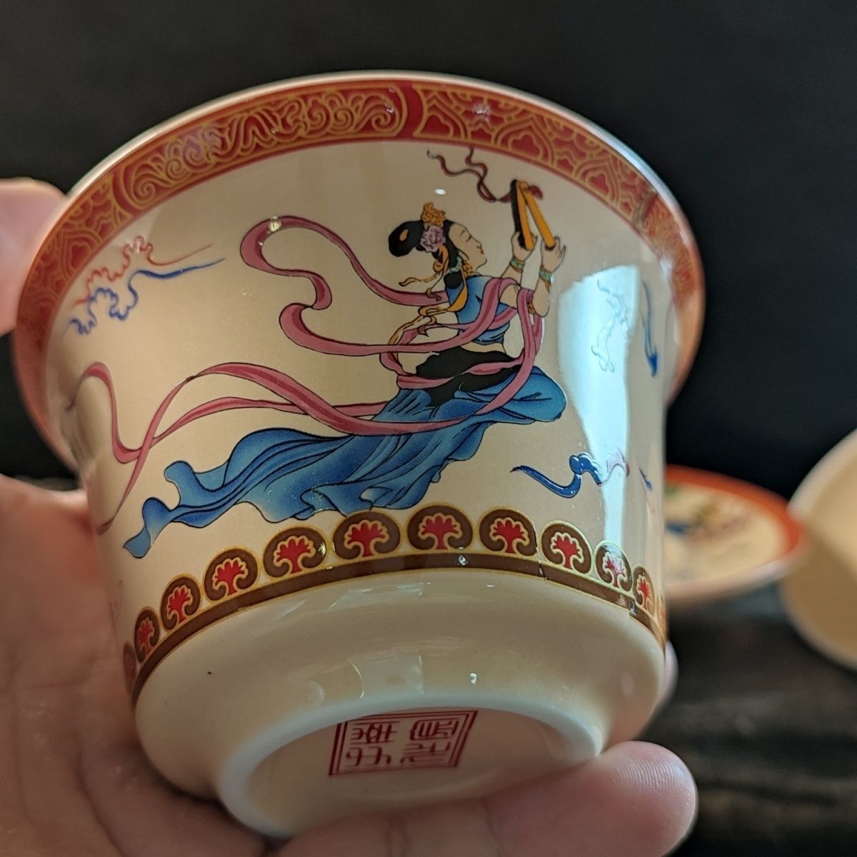 茶道用高級陶器  /  お茶会用の器。  (  新品未使用 / 箱入  ) 茶道具 茶箱用三点セット 陶器三点セット 陶器三つ揃 染付金襴手