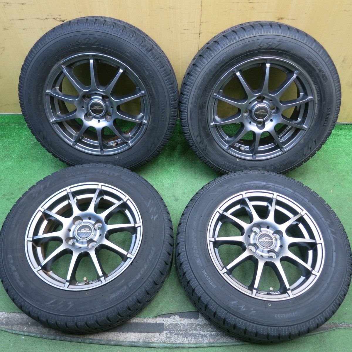 バリ溝 23年 キレイ 9.5分 スタッドレス 175 70R14 トーヨー オブザーブ ガリット GIZ SCHNEIDER MiD シュナイダー マルカ 14インチ PCD100 4H 5092702HAス