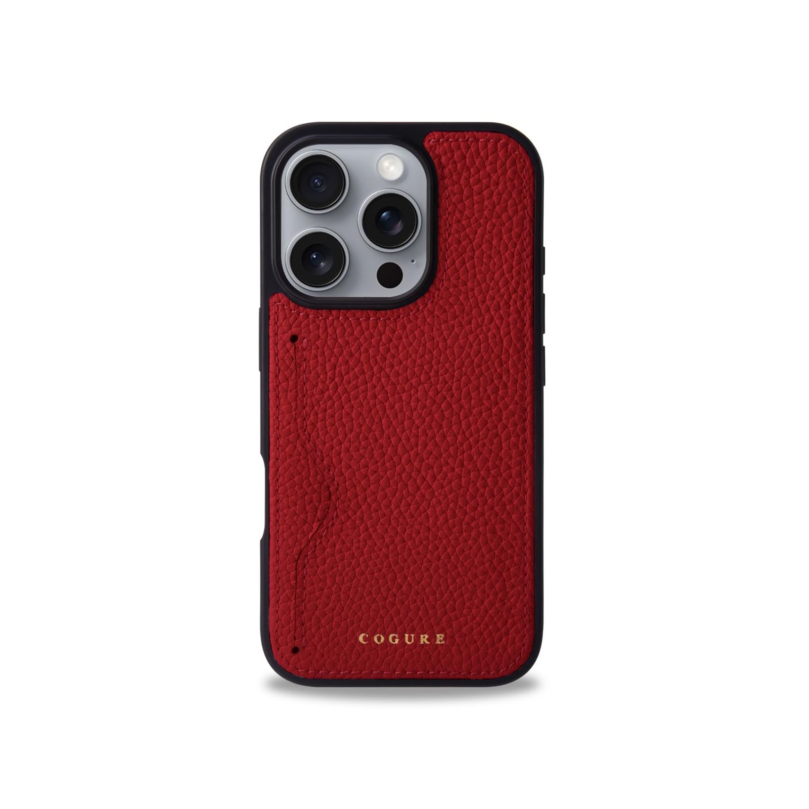 【在庫セール】本革 シュリンクカーフレザー ケース カード入れ シンプル iPhone16Pro おしゃれ コグレ ギフトボックス付き COPC1 COGURE レッド【Red】
