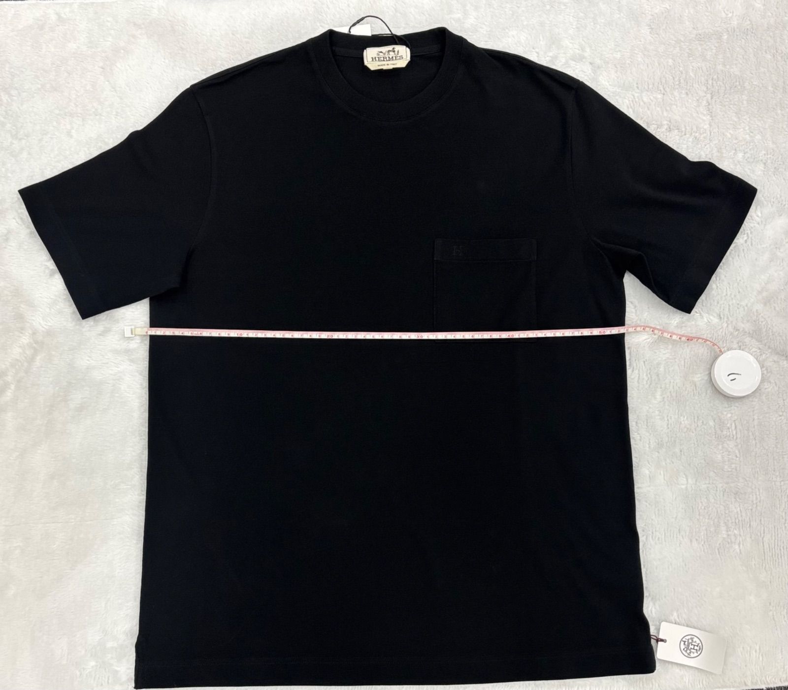 HERMES エルメス コットン Tシャツ H刺繍 半袖M ポケット付き