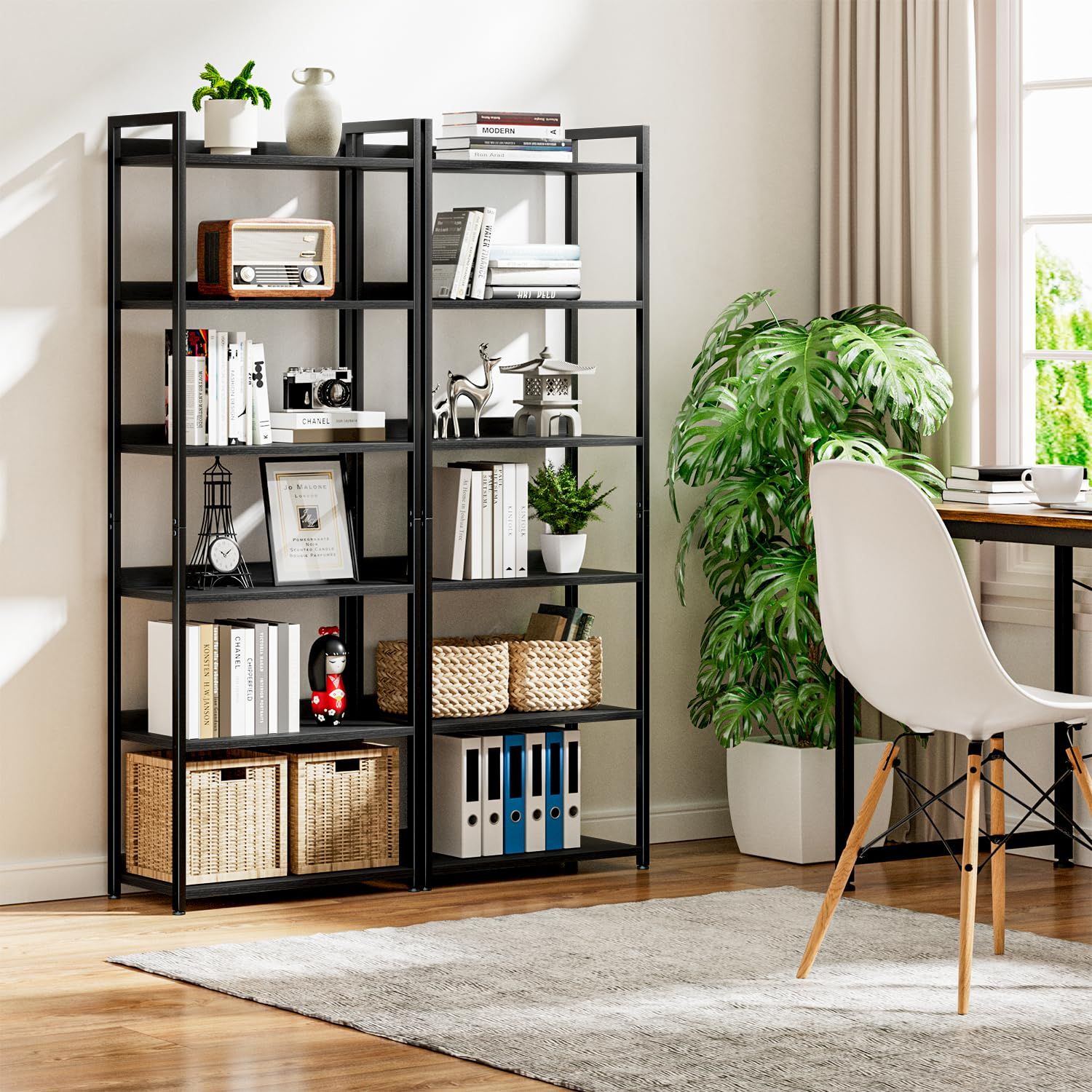 kukeimaruオープンラック 6段本棚 オフィス収納棚 幅60㎝×奥行30㎝×高さ169㎝ リビング 寝室 オフィスに適用する 黑
