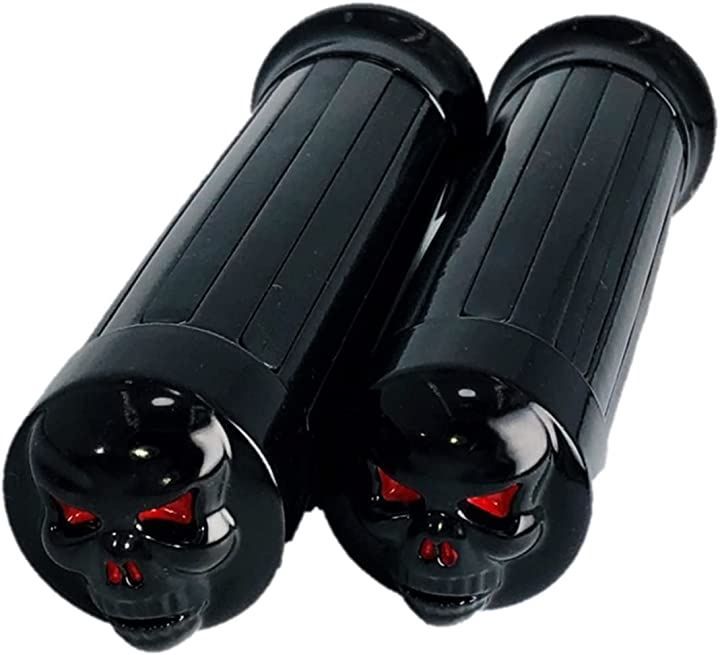 world Imp Motor バイク 用 グリップ 1インチ 25mm スカルエンド アメリカン カスタム ハーレー ハンドル ドクロ ドラッグスター バルカン 等に ブラック BK( ブラック （BK）)