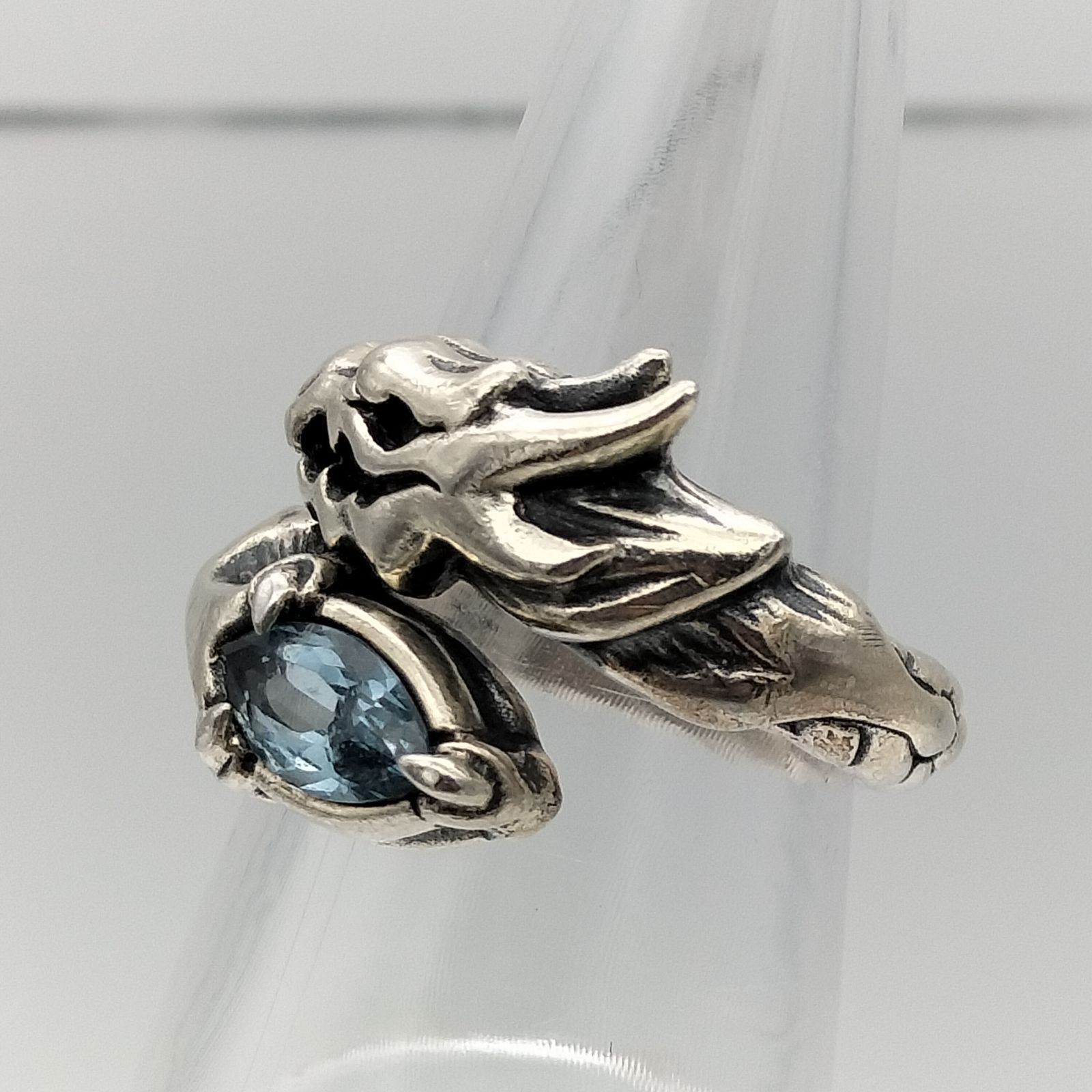 美品】Bizarre ビザール ドラゴンデザインリング クロウ ブルー