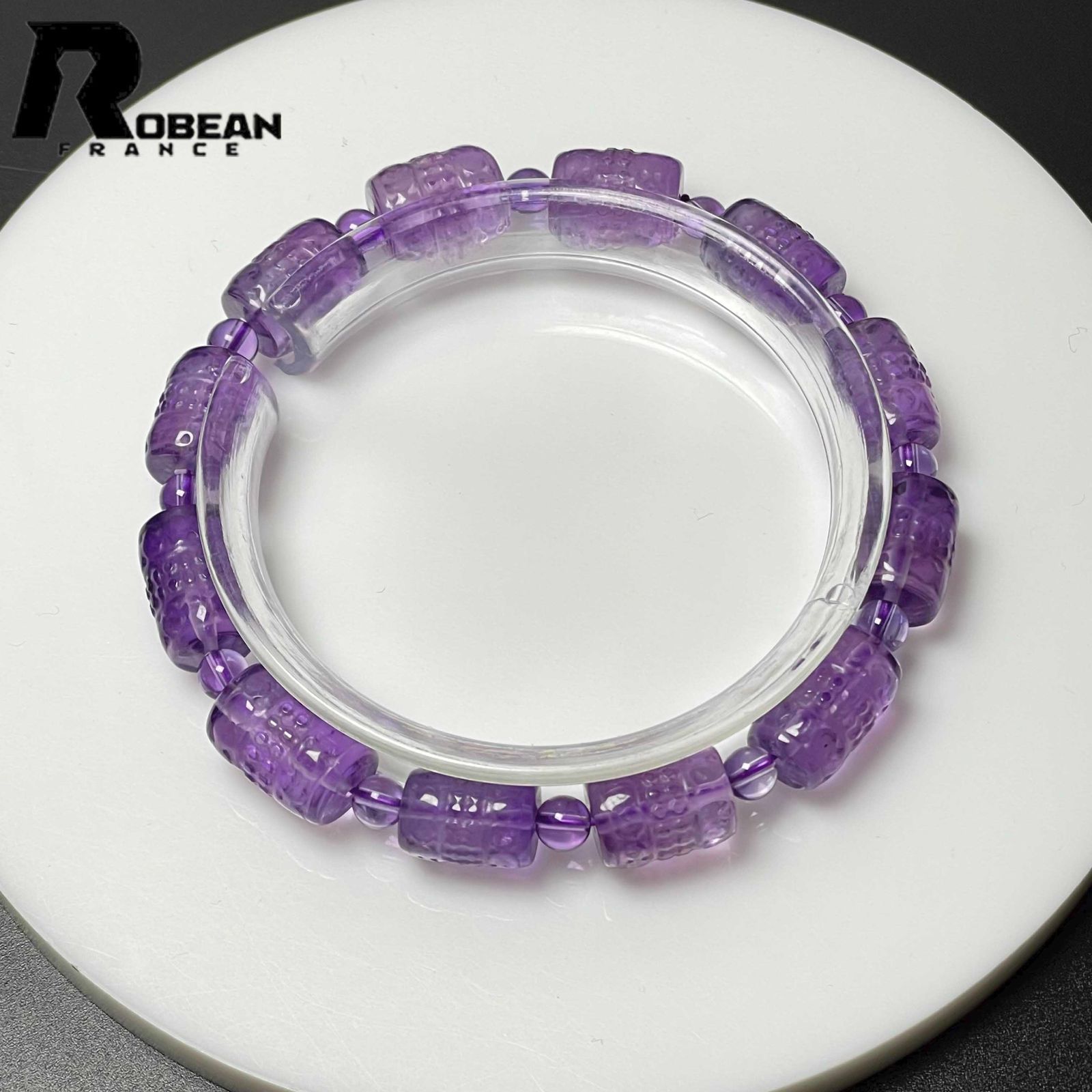 EU製 定価8万円 ROBEAN アメジストファントム 筒形 パワーストーン ブレスレット アクセサリー 天然石 お守り プレゼント ギフト 12*8.9mm M0320610