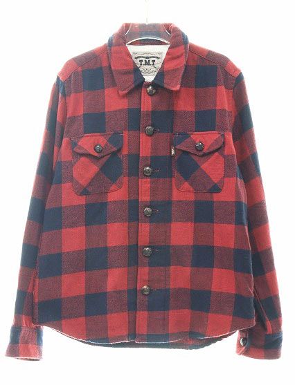 ティーエムティー TMT BUFFALO TWILL CHECK SHIRTS Mサイズ TSH-F1803 バッファロー ツイル チェック シャツ レッド 【ブランド古着ベクトル】【中古】240728