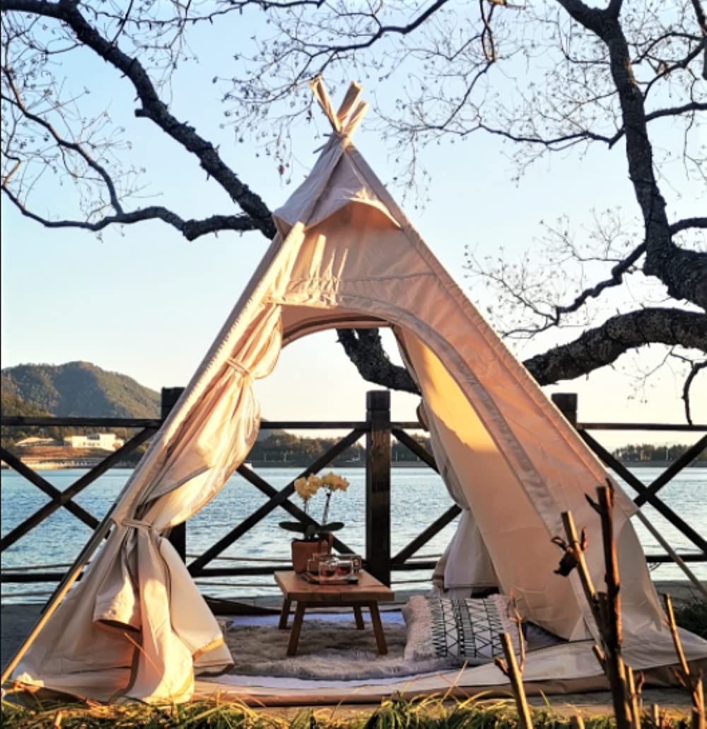 2メートルファミリーアウトドアコットンキャンバスキャンプスリーシーズンズ 防水 アンテントダブルドアピラミッドテント2 3人