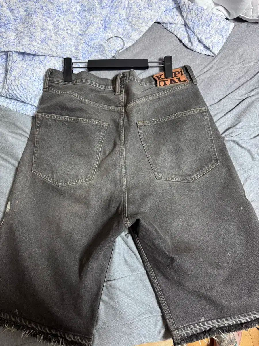 KAPITAL 14oz ボーンショートデニムパンツ ブラック サイズ34 KAPITAL(キャピタル) / 14ozブラックデニム 5Pショートパンツ