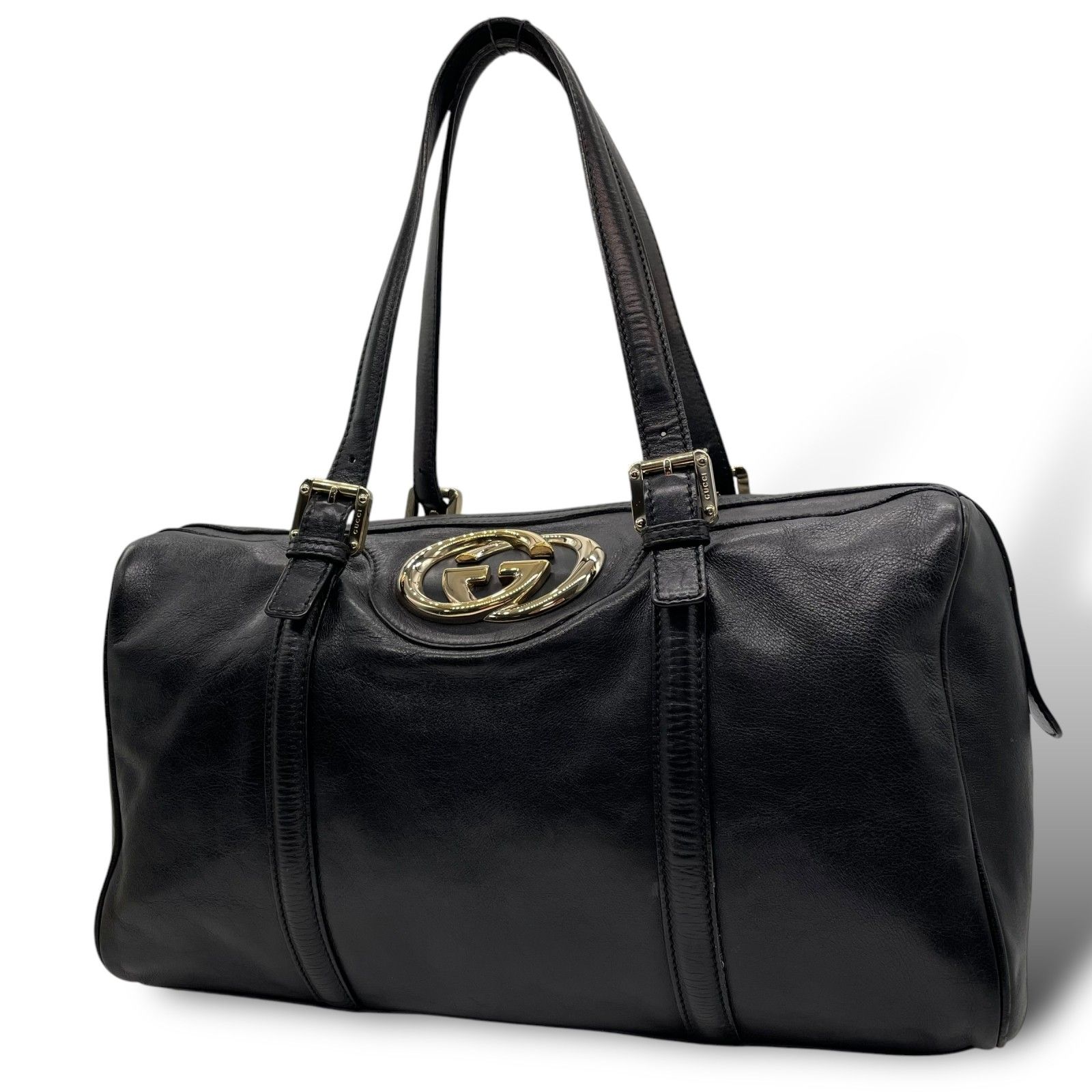 極美品 GUCCI グッチ ハンドバッグ ボストンバッグ インターロッキング 