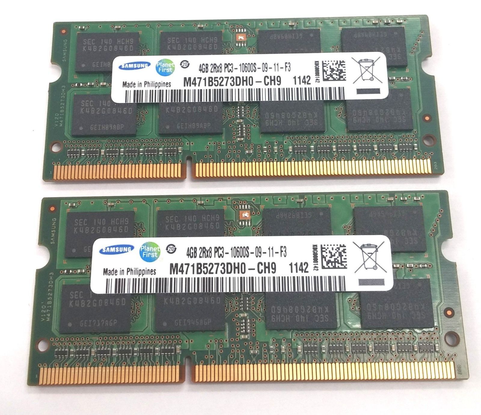 【在庫処分】バルクメモリー S.O.DIMM DDR3-SDRAM 204pin サムソン製　PC3-10600S-09-11-F3 2枚セット 4GB PC3 DDR3