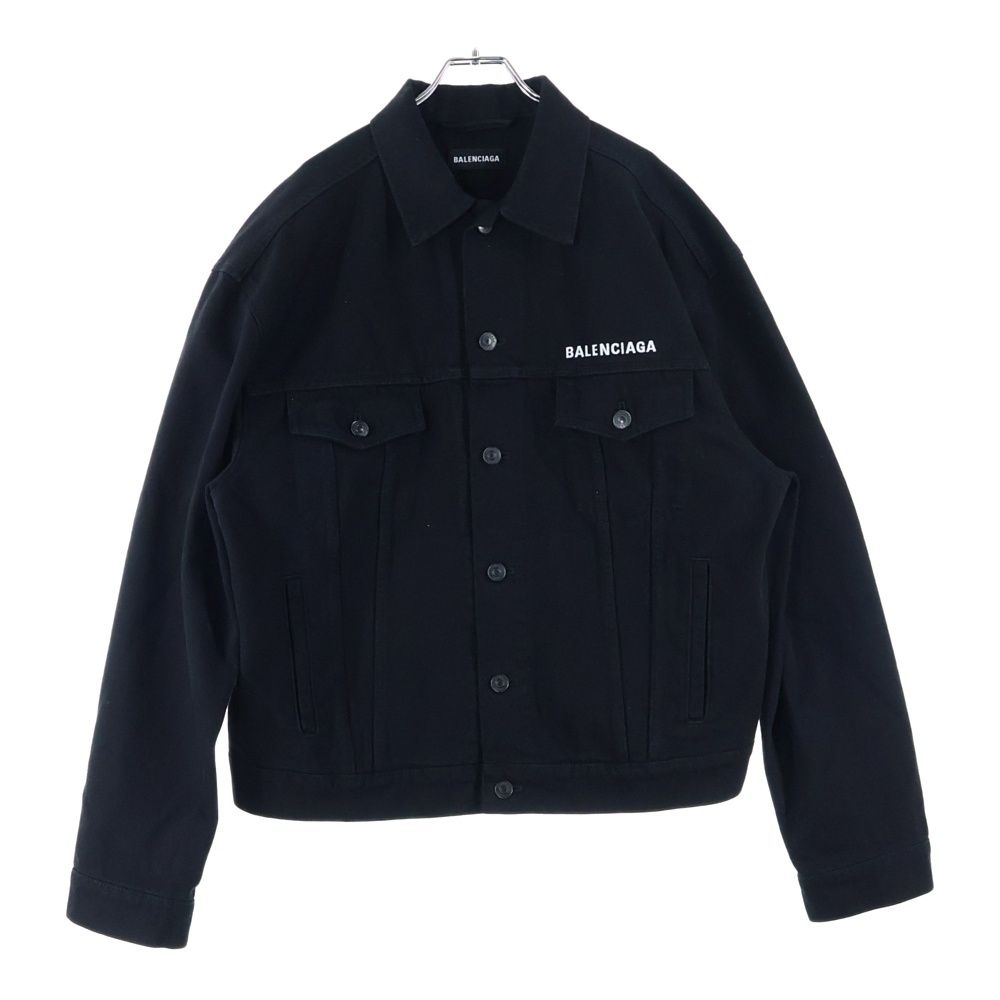 BALENCIAGA (バレンシアガ) 19AW CREW DENIM JACKET クルー ロゴプリント デニムジャケット ブラック 628701
