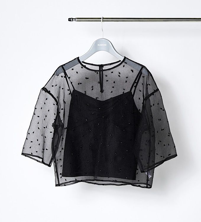 新品未使用 RUMCHE 24aw Dot Embroidery Sheer Tops ドット エンブロイ
