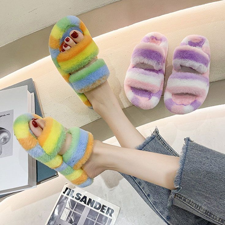 sandal272カラフル可愛い冬新作 シューズ ふわふわ ファー