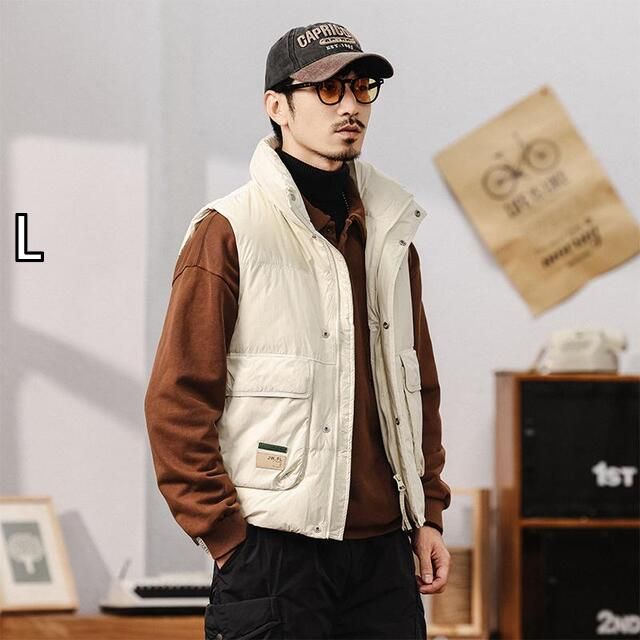 [L ]メンズ ファッション 服 男性用 オシャレ シンプル 大人 かっこいい ストリート アメリカン ワーク ウェア ダウン ベスト アウター ベスト カジュアル ベスト ジャケット 