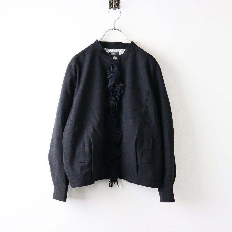 美品 定価126500円 ミナペルホネン ガッレリア mina perhonen galleria forest parade ブルゾン 36/ブラックXブラック【2400014099478】