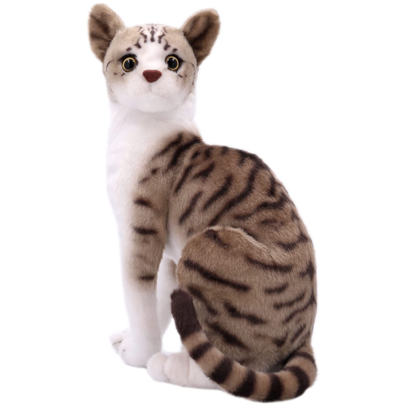 【新着商品】猫ぬいぐるみ リアル 可愛い ひざ猫 お子様お年寄りにもぴったり ギフト包装付き 膝猫 プレゼント ギフト B ブラウン＆ホワイト