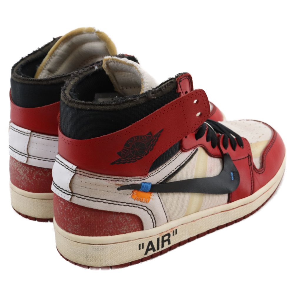 NIKE (ナイキ) ×OFF-WHITE THE 10 AIR JORDAN 1 CHICAGO AA3834-101 オフホワイト ザテン エアジョーダン1 シカゴ ハイカットスニーカー US8.5/26.5cm ホワイト/レッド