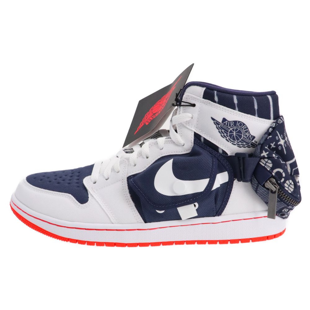 NIKE (ナイキ) Air Jordan 1 High Utility Stash Quai 54 DV1717-100 エアジョーダン1 クアイ ハイカットスニーカー US9.5/27.5cm ホワイト/ネイビー