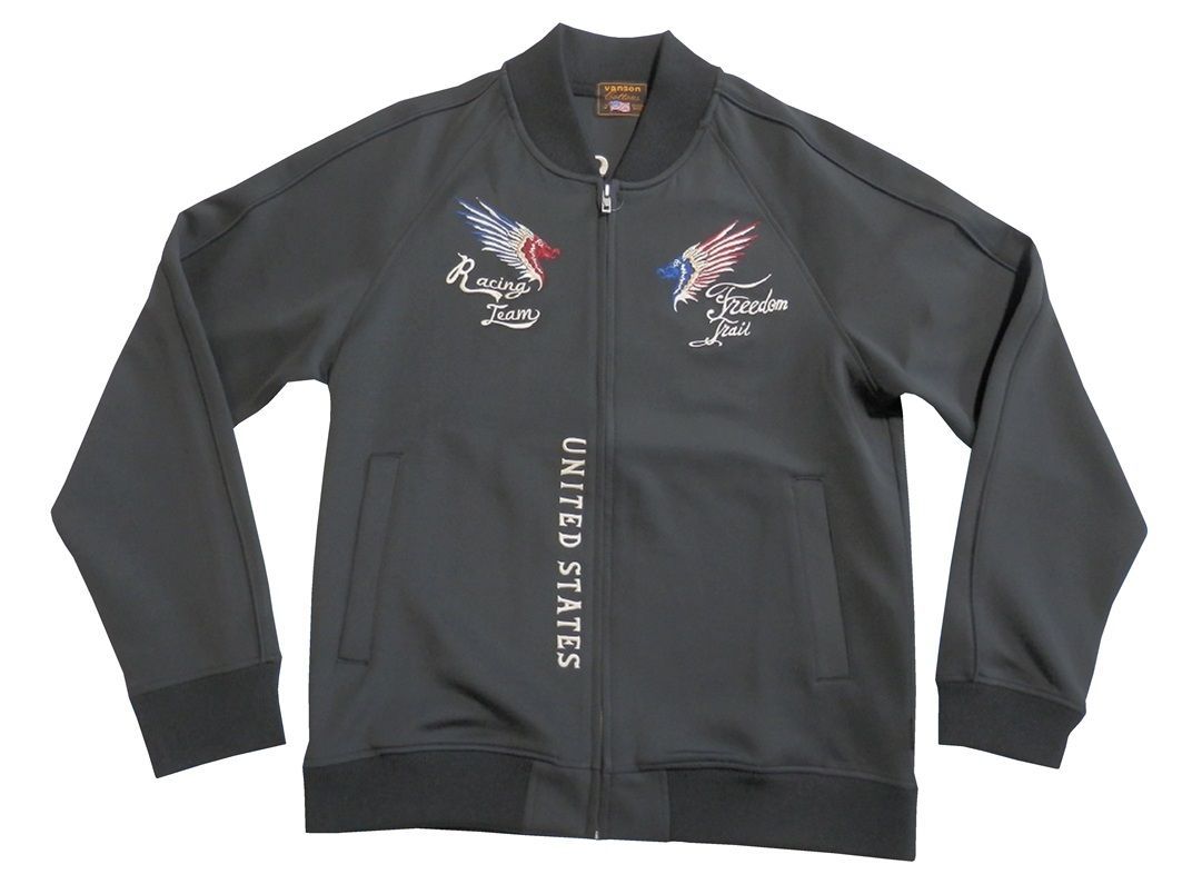 バンソン vanson XLサイズ ジャージ NVSZー2306 ブラック 送料無料 バイカー トラックジャケット スカジャン