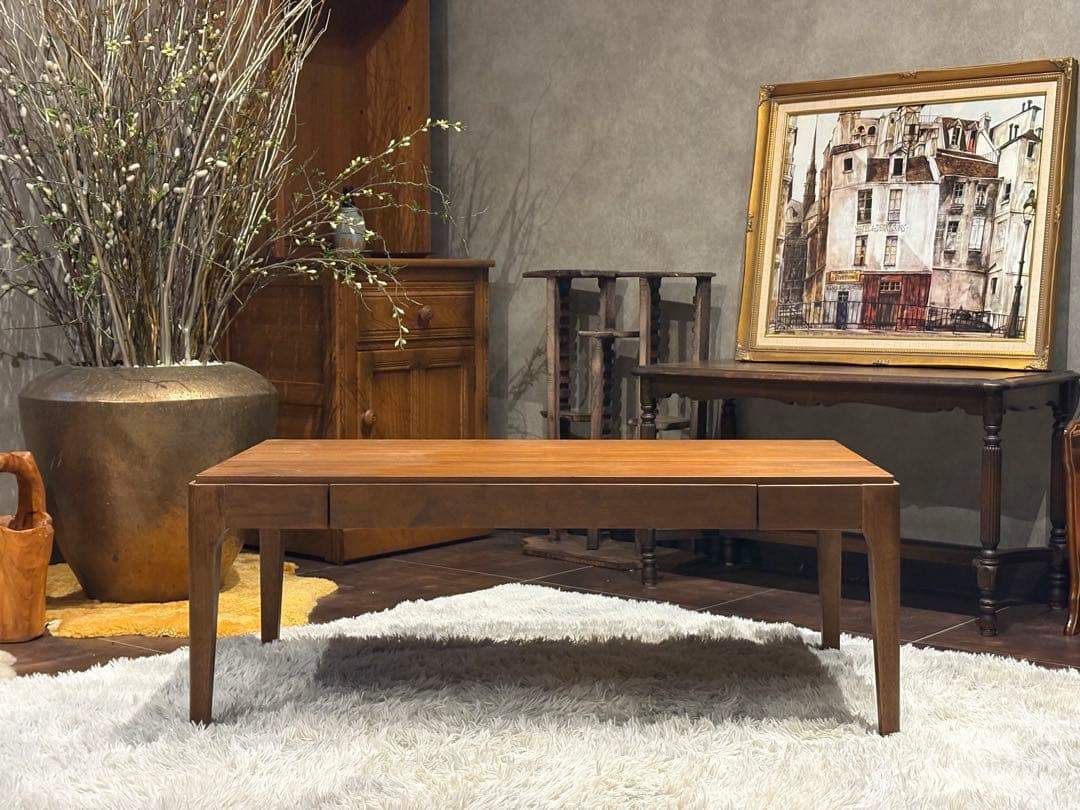 ベルメゾンデイズ ローテーブル ウォールナット 引き出し付き シンプル GZ