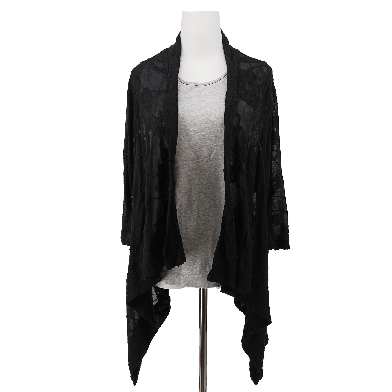 ISSEY MIYAKE HaaT シースルー 刺繍カーディガン ブラック 2