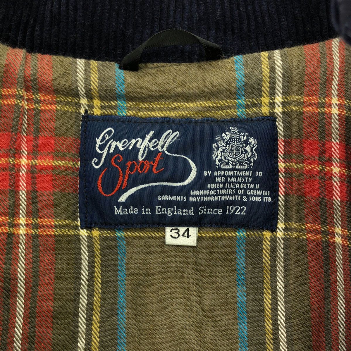 古着 GRENFELL グレンフェル 英国製 スイングトップ 34 ネイビー 裏チェック ジャケット メンズ GRENFELL グレンフェル 英国製 スイングトップ 34 ネイビー 裏チェック