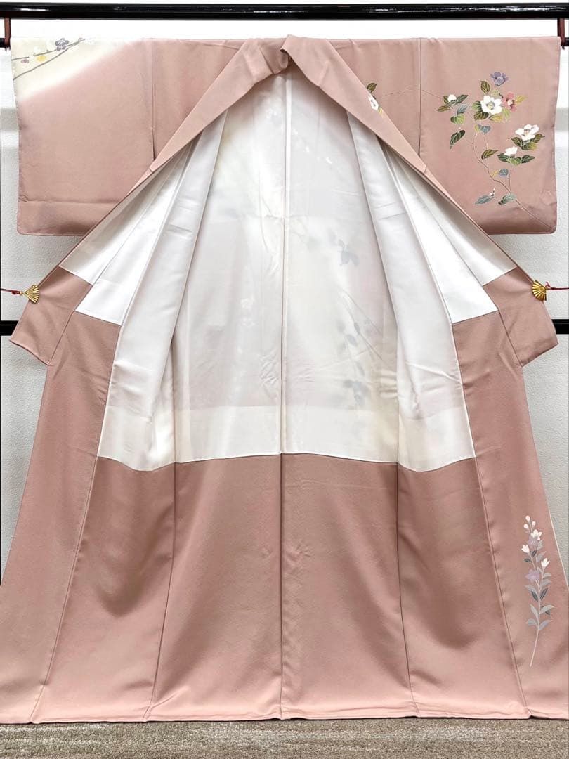 手描き友禅 作家物 訪問着 落款入 ちりめん 正絹 躾糸付き - メルカリ