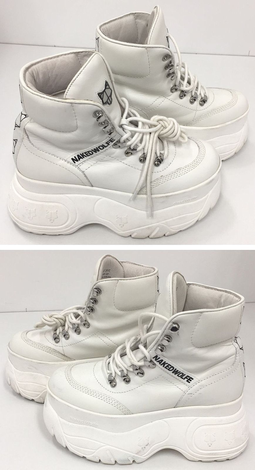 [Naked Wolfe]* 厚底スニーカー *SPIKE ☆ NAKED WOLFE ☆ SPIKE 厚底 レザー スニーカー ロゴ入り 9cm