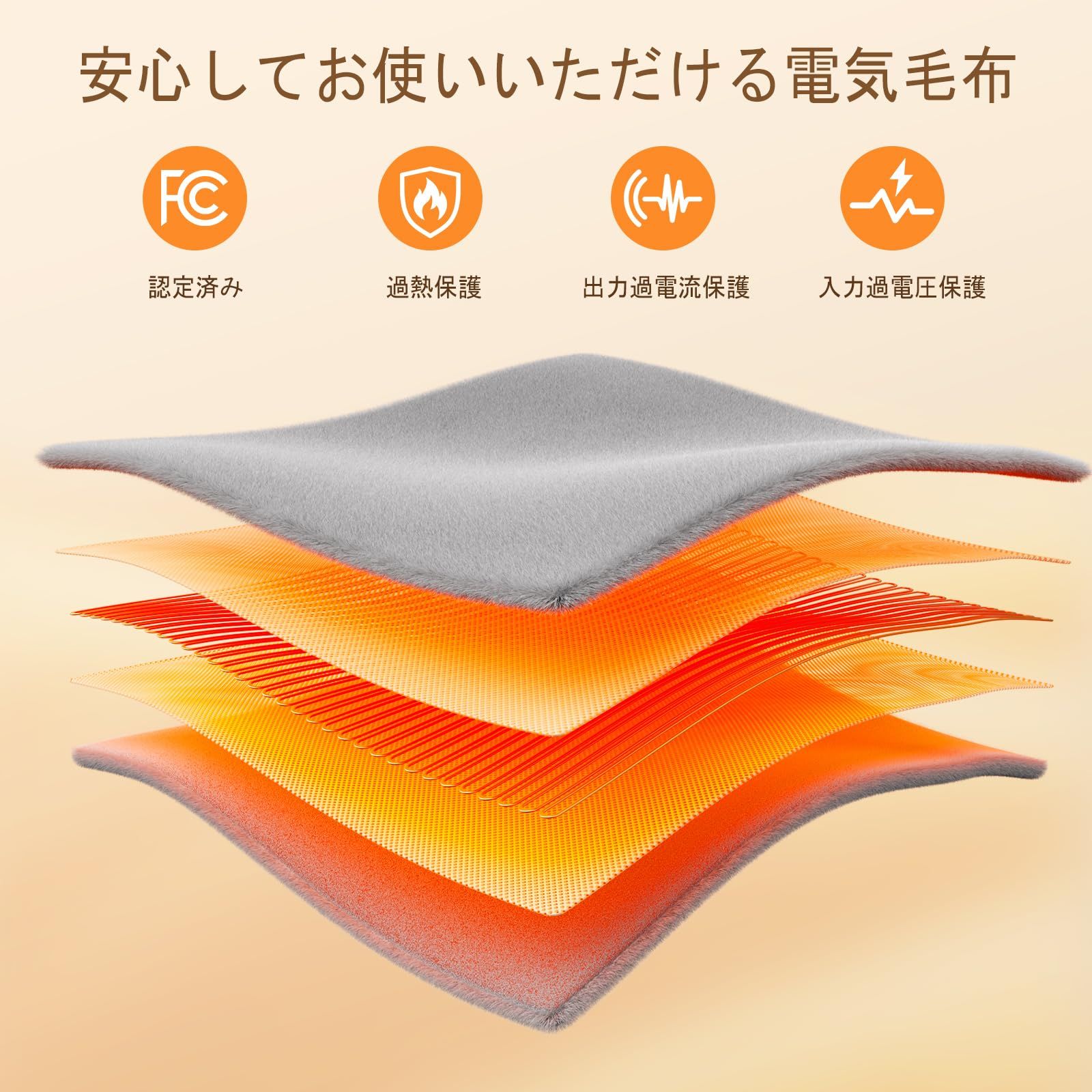 160*130柔軟で快適な電気毛布タイマーオフ過熱保護安全家庭使用または贈り物に認証グレーを含む