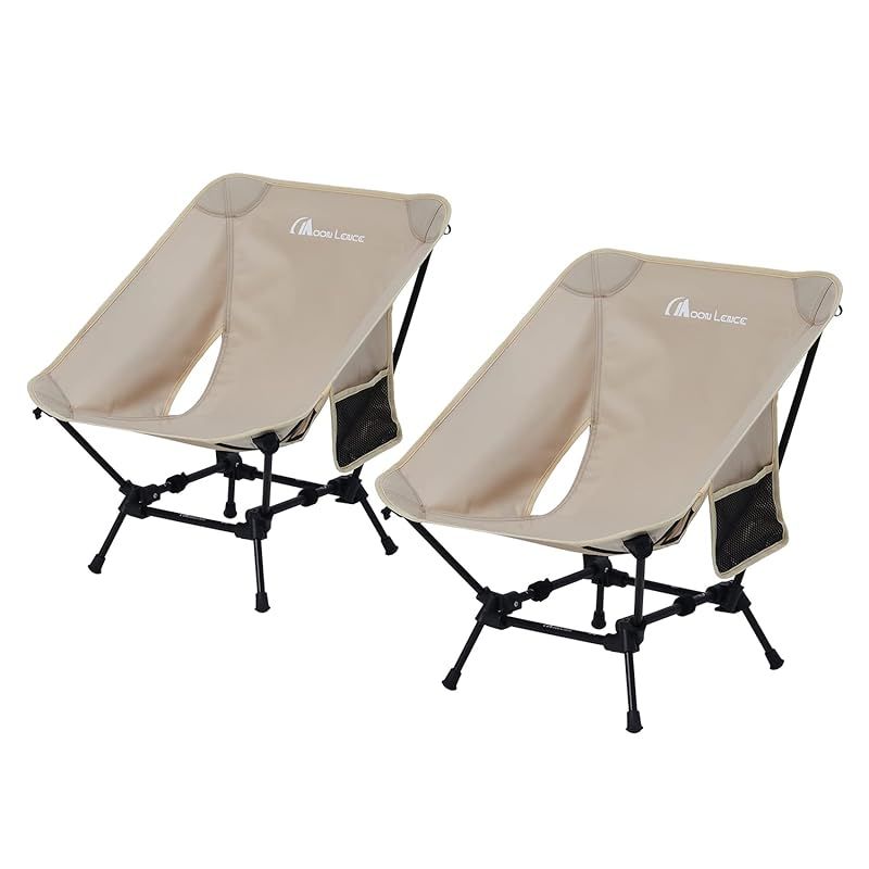 MOON LENCE アウトドアチェア ローチェア 2way より安定 キャンプ椅子 グランドチェア キャンプチェア 軽量 折りたたみ コンパクト ハイキング 釣り 登山 耐荷重150kg ロータイプ ベージュ2個セット CH-21CLX