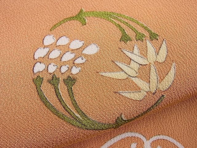 更紗花丸文 赤朽葉色地