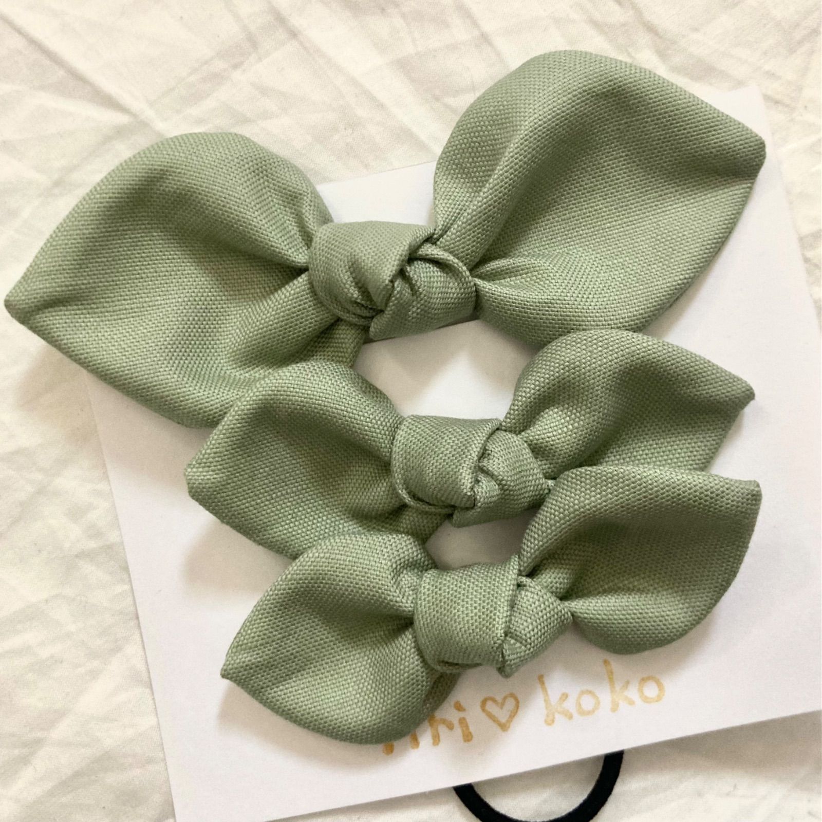 sale親子お揃い＊ダブルカメリア大人color トリプルリボンのヘアゴム