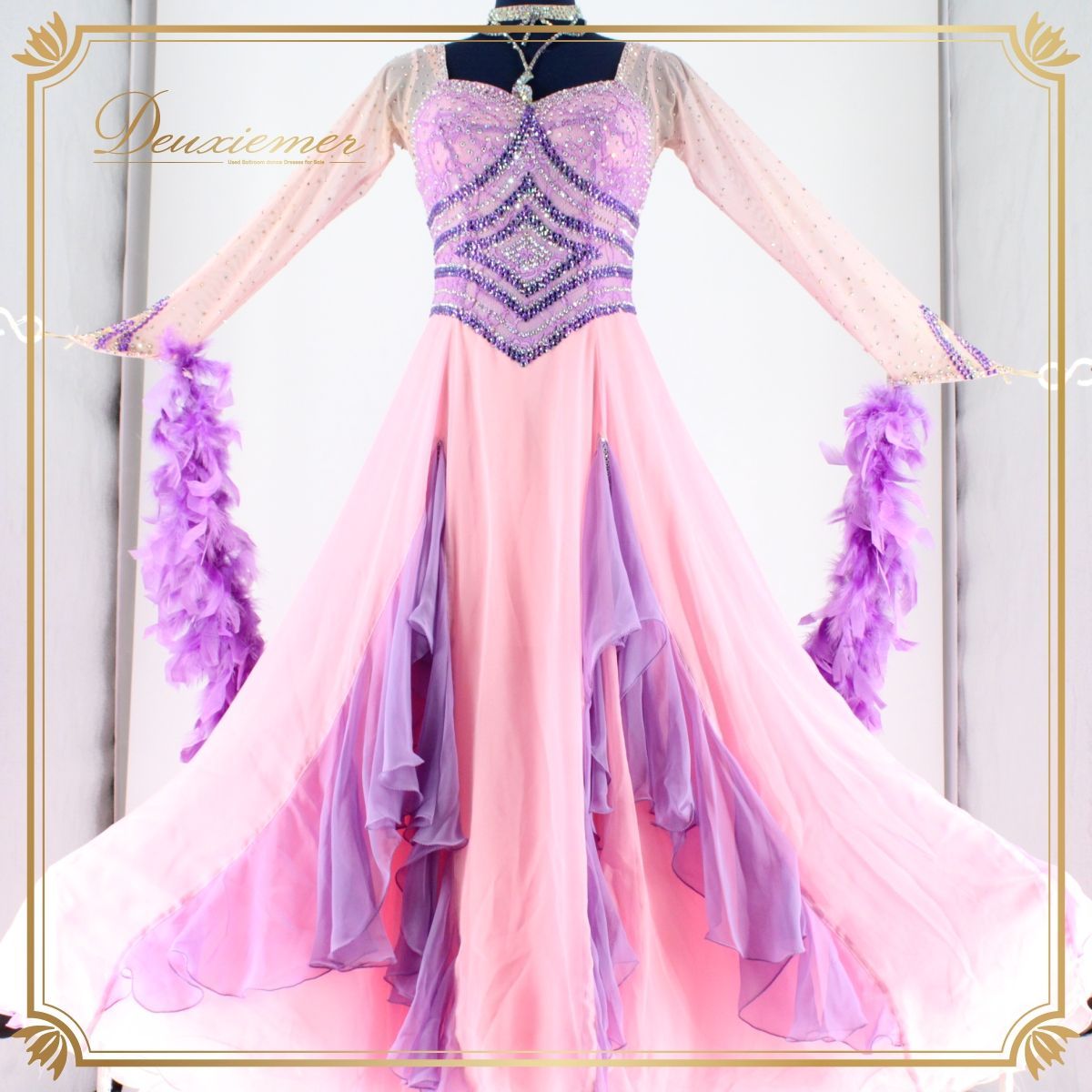 社交ダンス衣装【白樺ドレス】ピンク系