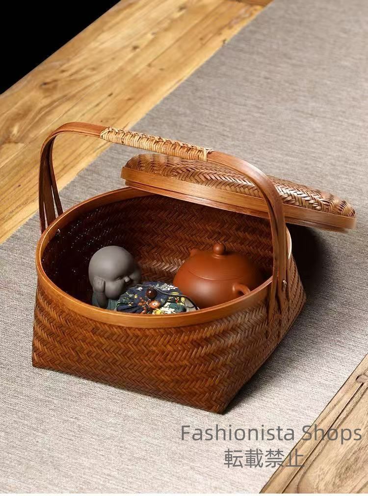 収納箱|竹工芸|竹編細工籠|茶道具籠 茶道セット