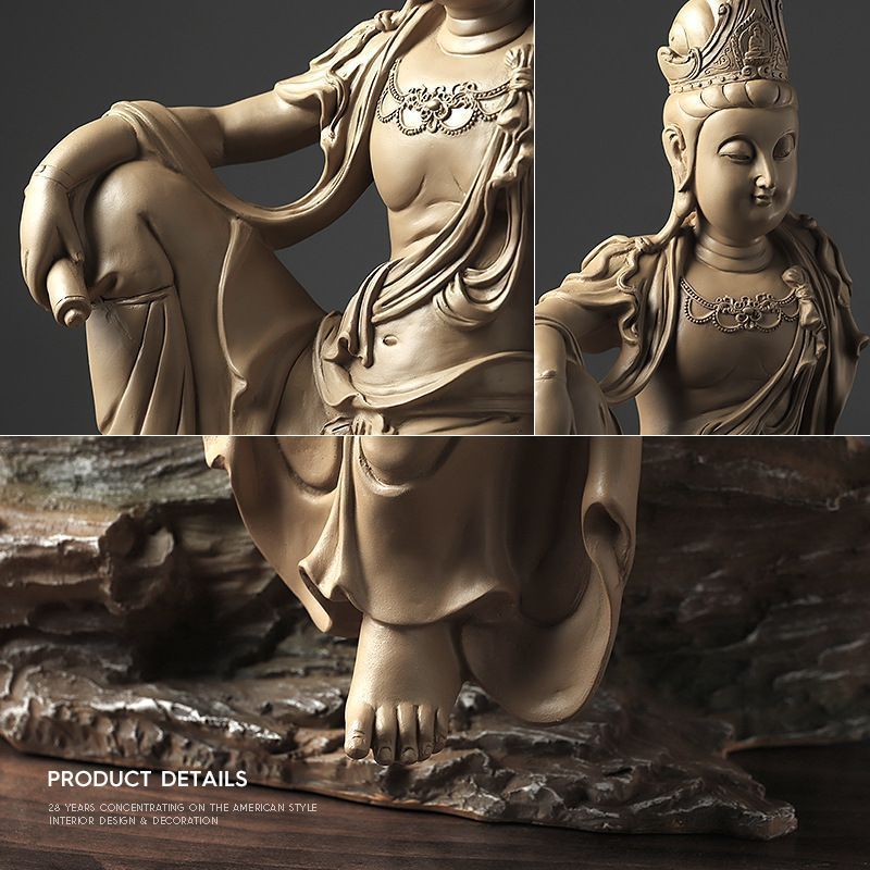 市場仏教美術　自在観音菩薩像 木彫工芸品 禅意 仏像置物 仏像