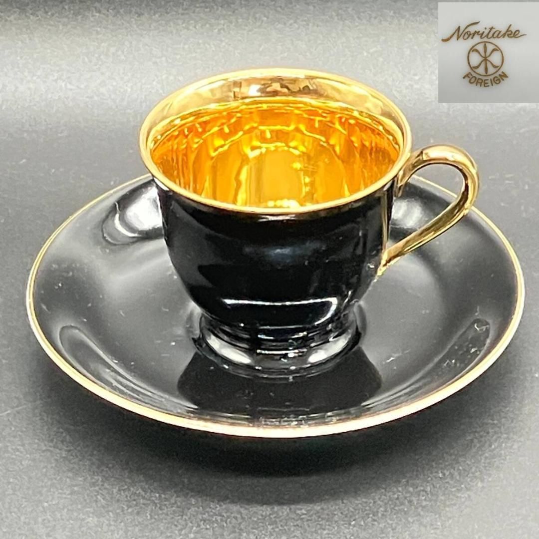 オールドノリタケ 金彩 ハーレクイン キャビネット セット ブラック✕ゴールド ゴールド キャビネッ カップ-ソーサ マルキ印 英国 POP_25A