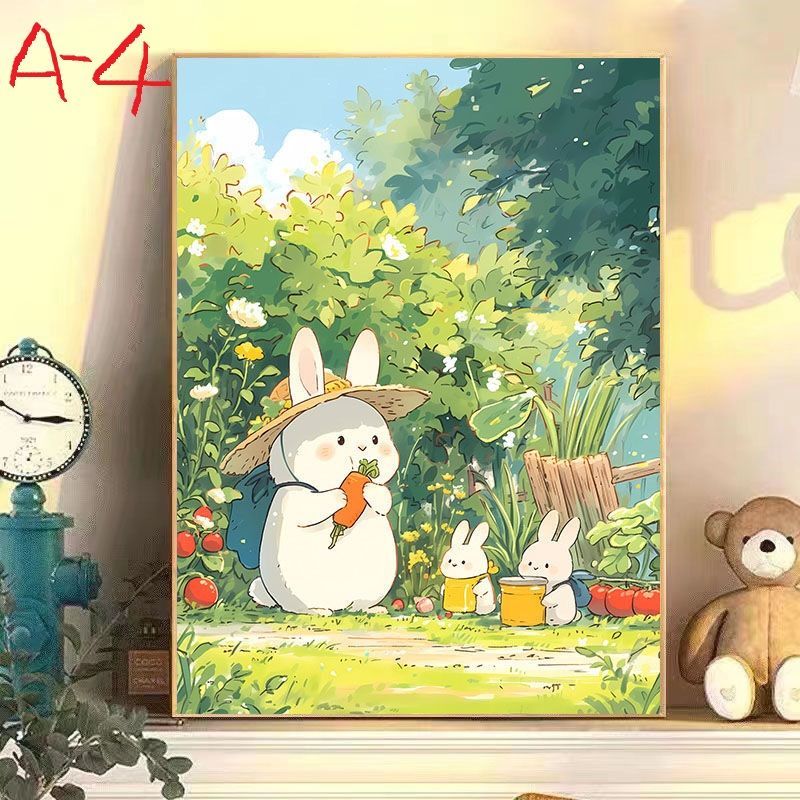 1.Aタイプ 熊 パンダ 猫 兎 アニメ DIY 数字油絵 塗り絵 手芸キット