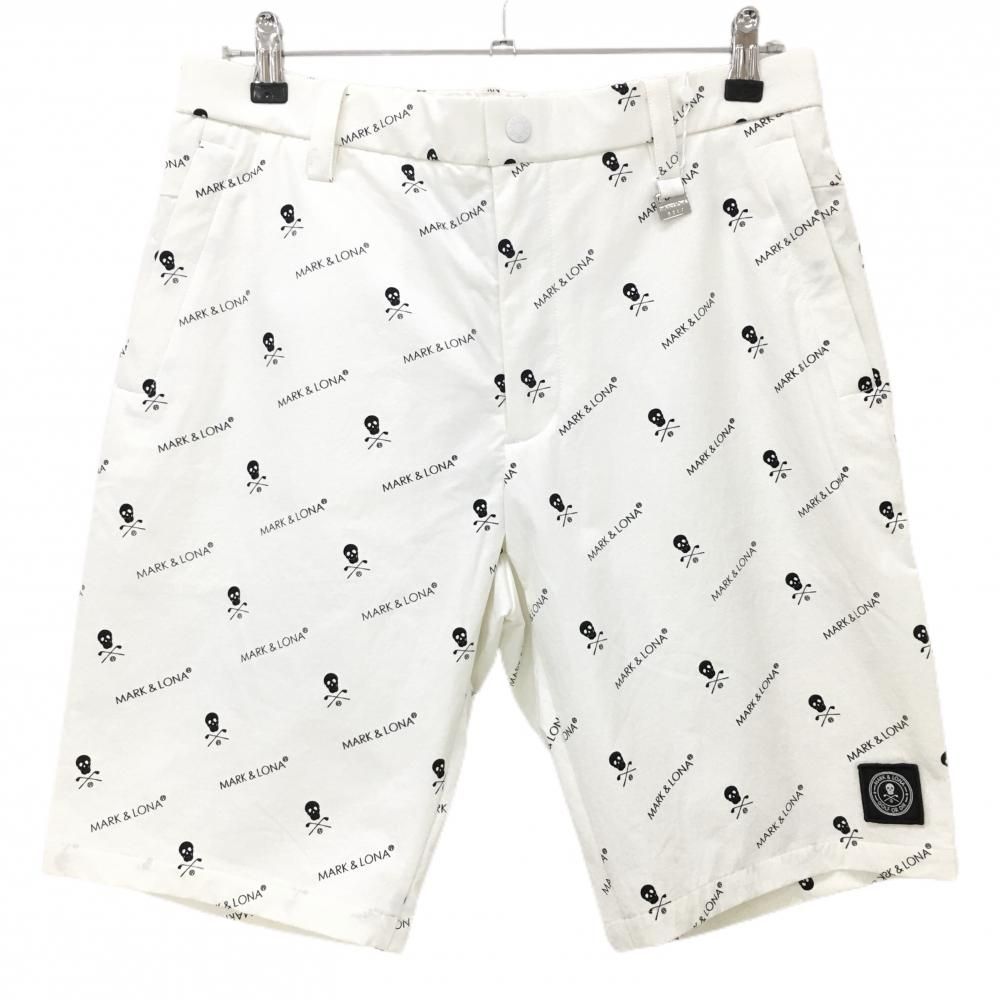 MARK&LONA マークアンドロナ　ハーフパンツ　総柄　メンズ　ゴルフ　白　L MARK&LONA マークアンドロナハーフパンツ総柄メンズゴルフ白L