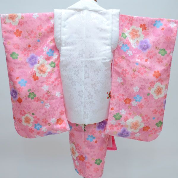 七五三 三歳 女児 被布 着物セット 日本製 綸子地 陽気な天使 NO23985 七五三 三歳 女児 被布着物フルセット 日本製 陽気な天使 綸子地