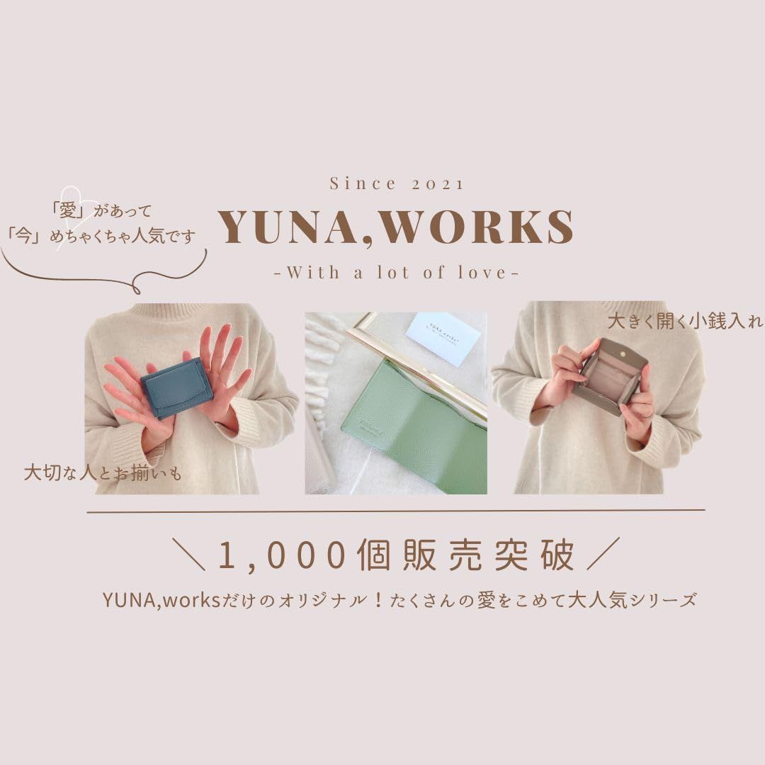 [YUNA,works (ユナワークス)] たくさんの愛を込めて 財布 ミニ財布 コンパクト財布 小さい財布 三つ折り財布 牛革 レディース 高級ギフトBOX付き メッセージカード付き オリジナル刻印入り オフホワイト