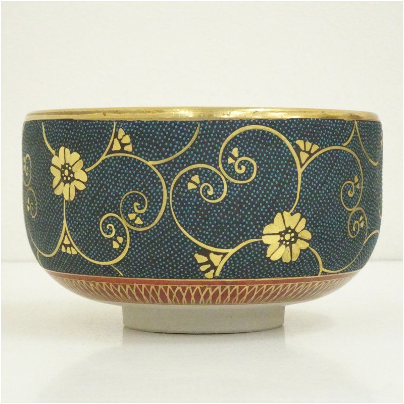 秀山堂造 青粒唐草茶碗