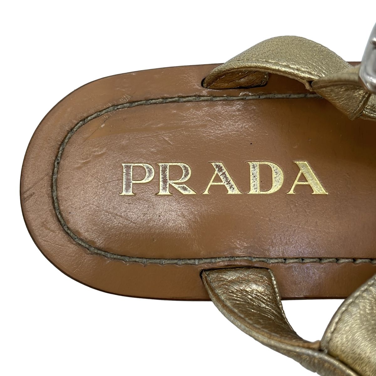 新品！ PRADA サンダル ゴールド 36 PRADA Crystal embellished satin gold sandals size 36 NEW